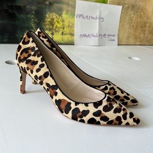Sophia Webster real fur hair calf leopard print 8.5M(38.5) kitten heel pumps